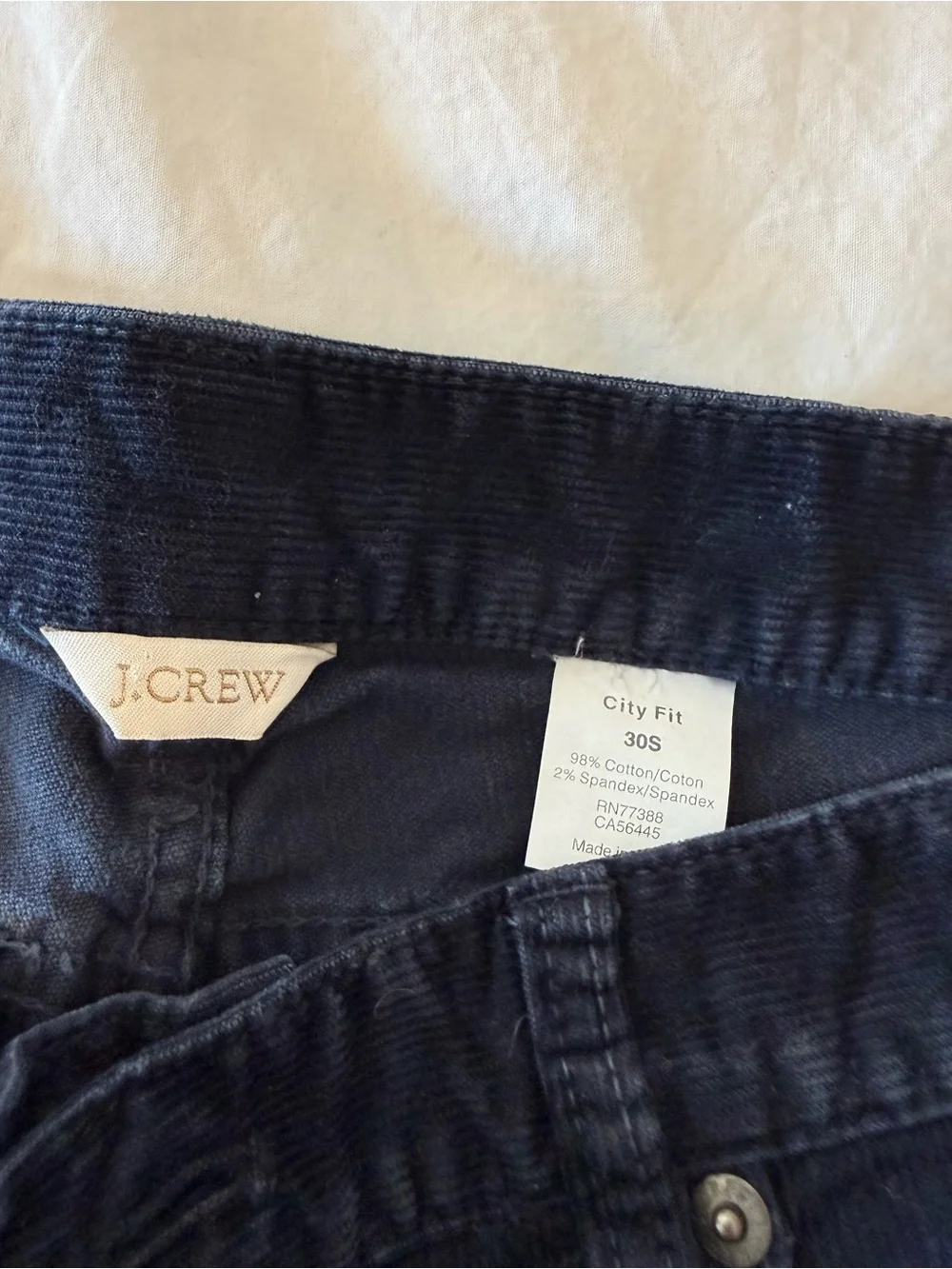 J. Crew Women’s Straight Leg City Fit 30s, navy blue, corduroy jeans